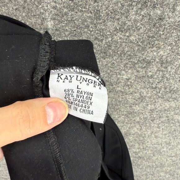 Kay Unger Pants Women L Large Black Chino High Rise Flat Front Pull On Skinny - Picture 7 of 8